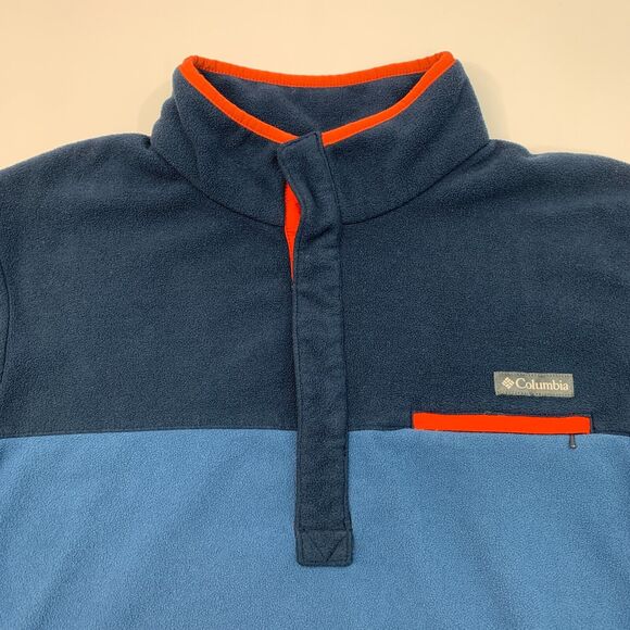 Columbia Fleece Sweater Mens L Large Blue Mountain Side Colorblock 1/2 Zip - Picture 3 of 12